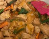 A picture of step 4 of Rice Noodles with Chicken, Peanut Sauce, and Lime.