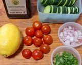 A picture of step 1 of Cucumber and Cherry Tomato Salad.