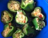 A picture of step 2 of Elephant Yam stuffed Chillipakoda.