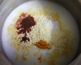 A picture of step 7 of Brinjal Kadhi with bajra roti.