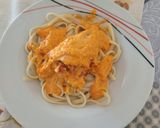 Foto del paso 2 de la receta Tallarines con pimientos del piquillo rellenos de paella