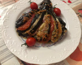 Foto del paso 8 de la receta: Berenjenas en abanico de jamón, lacón y jamón dulce o York con tomate y mozzarella