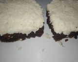A picture of step 2 of 3 layered coconut 🥥 brownie sticks.