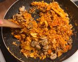 A picture of step 5 of Kimchi Fried Rice.