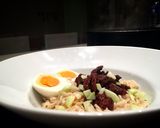 รูปขั้นตอนการทำที่ 3 ของ บะหมี่7-11(นิสชินหอยลายไข่ต้มมะม่วงเปรี้ยว)