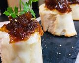 A picture of step 5 of Goats Cheese and Red Onion Chutney Breads.