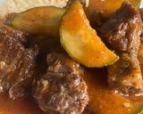A picture of step 4 of Pork Ribs in Red Sauce with Chile de Árbol.