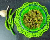 A picture of step 7 of Green chilli thecha.
