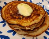 A picture of step 3 of Silver dollar vegan pancakes.