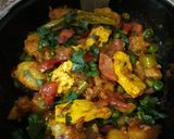 A picture of step 2 of Matar Paneer with cheese.