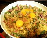 Foto del paso 6 de la receta Revuelto de trigueros y setas con quinoa y magro ahumado