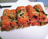 A picture of step 10 of # Ramadan Special - Stuffed Beetroot Khandvi.