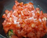 A picture of step 2 of Kathiyawadi Sev Tameta Nu Saak (Dhaba Style).