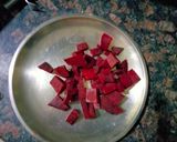 A picture of step 1 of Beetroot khandvi.