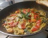 A picture of step 4 of Tagliatelle with Basil Pesto, Garden Vegetables, and Almonds.