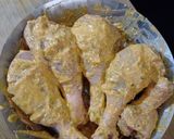 A picture of step 1 of Hyderabadi Chicken thali.