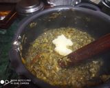 A picture of step 3 of Sarso Saag with Makki Roti.