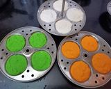 A picture of step 5 of Tricolour idlis.