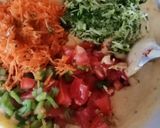 A picture of step 3 of Mix veg besan chila.