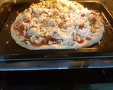 A picture of step 2 of Thin Crust Seekh Kabab pizza.