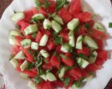 A picture of step 2 of Watermelon salad.