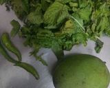 A picture of step 1 of Raw mango mint chutney.