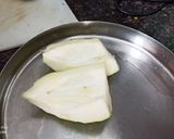 A picture of step 1 of No Cook Recipe Raw papaya sweet and sour salad.