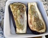 A picture of step 3 of Eggplant Boats with Pisto.