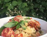 A picture of step 4 of Mushroom Spaghetti Bolognese.