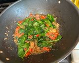 A picture of step 4 of Creamy Garlic Chicken Pasta with Tomato Spinach & Mushrooms.