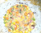 A picture of step 2 of Veggie and fish fried egg.