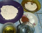 Foto langkah ke 1 dari resep Bolu kukus coklat mekar tanpa telur tanpa mixer.
