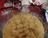 A picture of step 7 of Masala Dosa, sambar, coconut, dhania chutney.