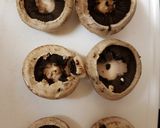 A picture of step 1 of My Pizza style stuffed portobello mushrooms.