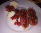 A picture of step 3 of Eggs, smokies with kachumbari.