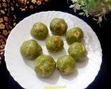 A picture of step 5 of Green gram Laddu (Tiffin recipe).