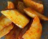 A picture of step 3 of Cheeseburger sliders with paprika wedges.