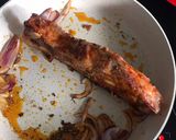 A picture of step 1 of Sticky and Spicy Pork Belly with Lemon, Thyme and Red Onion Basmati Rice.