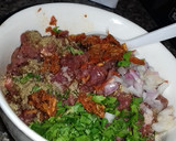 A picture of step 1 of Meat kofta with naan bread.