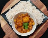 A picture of step 11 of CHOLE ALOO DRY CURRY with BOILED BROWN RICE.