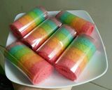 Foto langkah ke 9 dari resep Steamed Rainbow Cake aka Rainbow Cake Kukus.