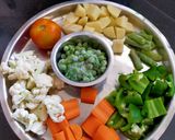 A picture of step 2 of Mixed Vegetables Kolhapuri.