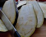 A picture of step 2 of Eggplant rolls filled with ham & cheese.