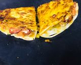 A picture of step 5 of Malabar paratha chicken sandwich.