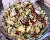 Une image de l'étape 6 de Courgettes bicolores à la pancetta corse et tomates cerise.