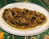 Une image de l'étape 10 de Courgette xxl farcie aux légumes,pancetta et beaufort.