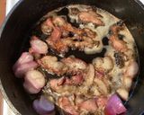 A picture of step 1 of California Farm Eggplant and Snowpeas in Bacon.