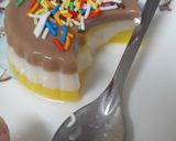 Hình bước làm 5 của món Thạch rau câu 3 màu mix Bí đỏ + sữa + milo (Nắng sữa Milo)