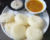 A picture of step 1 of Instant sooji idli with chutney and sambhar.