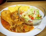 Foto del paso 5 de la receta: Pollo estofado con champiñones, polenta y ensalada